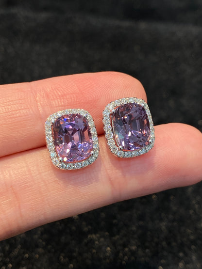 Natural Purple Spinel 5.82ct Earrings