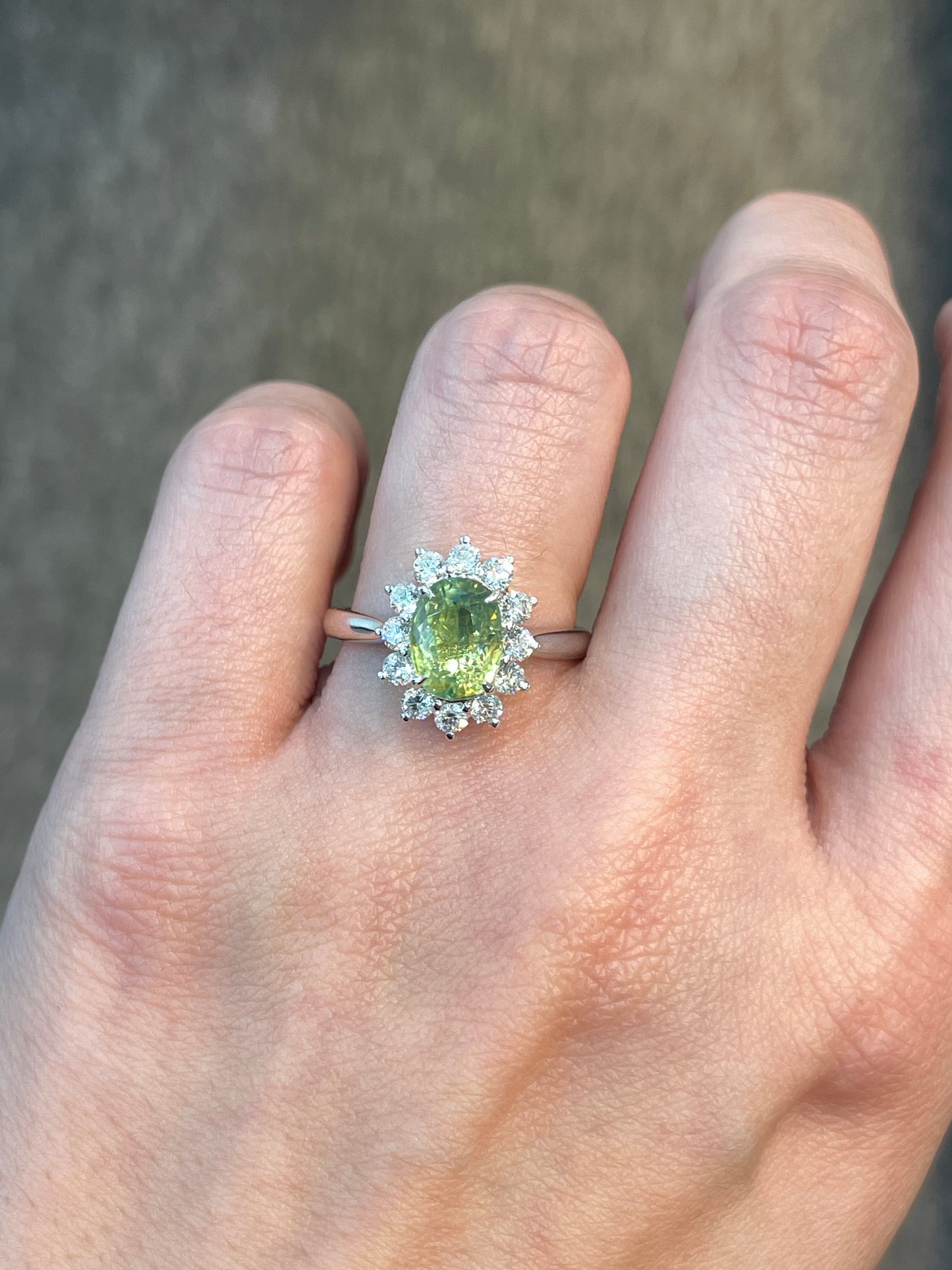 Natural Unheated Green Sapphire Ring 2.48ct