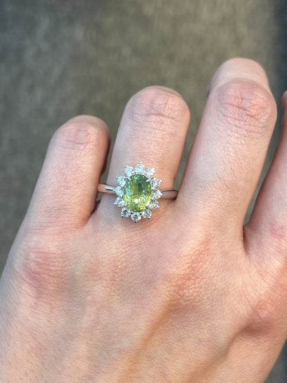 Natural Unheated Green Sapphire Ring 2.48ct