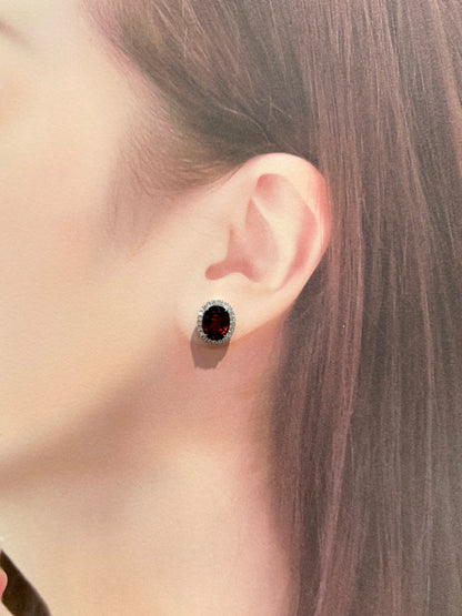 Natural Orangy Red Garnet 6.35ct Earrings