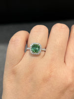 Natural Green Tourmaline 1.99ct Set With Natural Diamonds In 18K White Gold Ring Gemstone Fine Jewelry Singapore