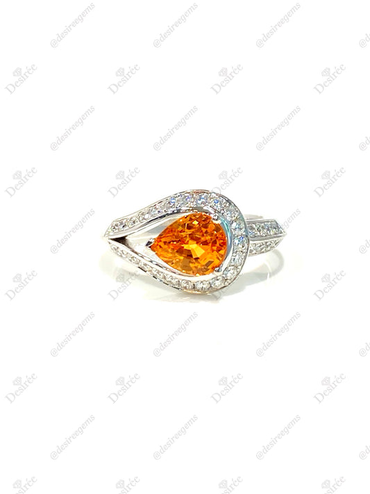 Natural Mandarin Garnet 1.82ct Ring