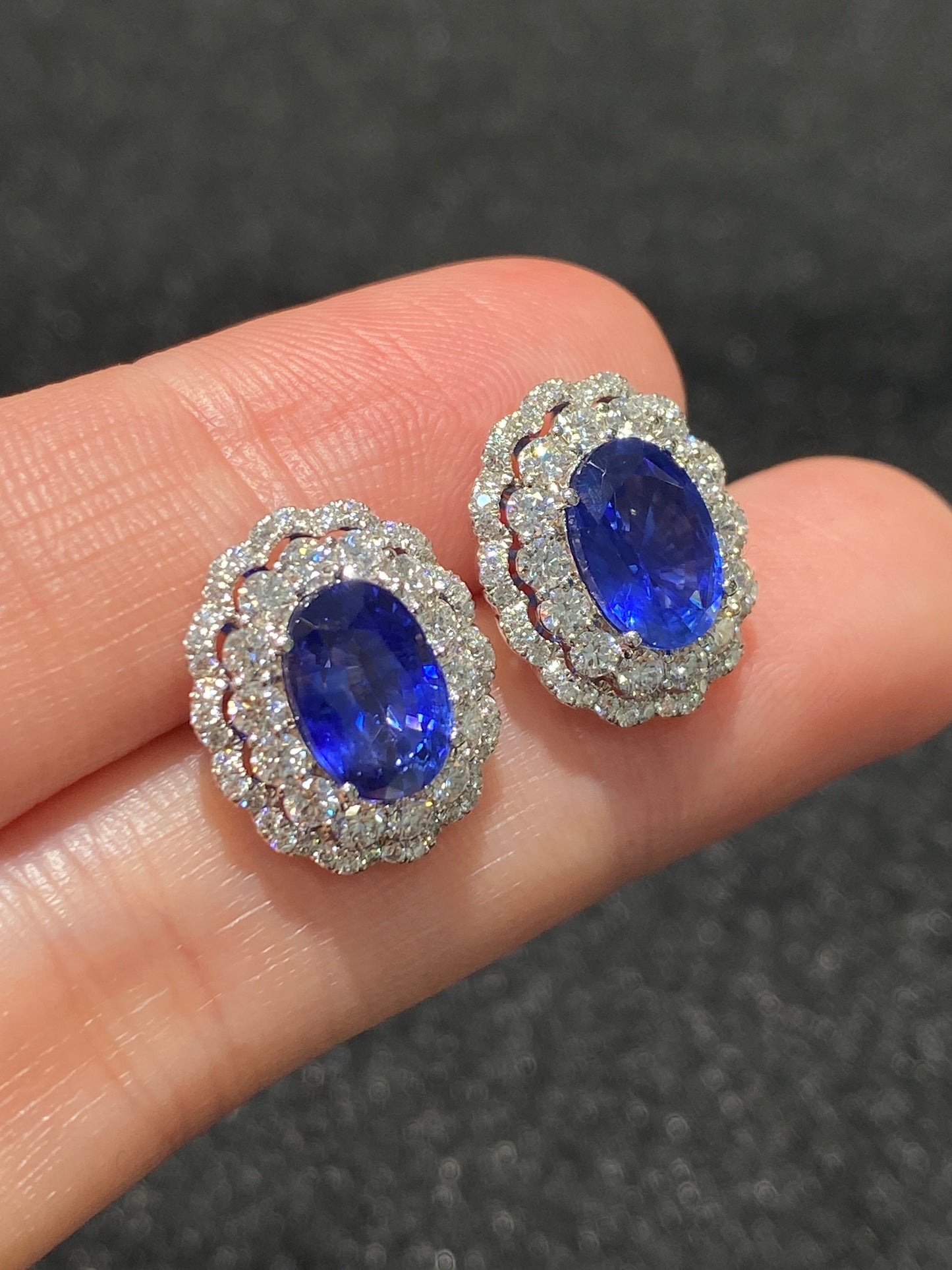 Natural Blue Sapphire 3.82ct Earrings