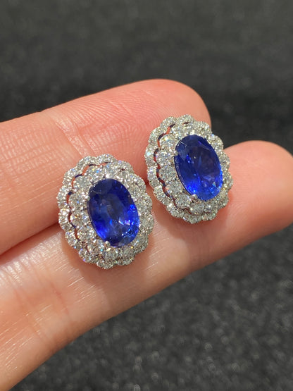 Natural Blue Sapphire 3.82ct Earrings