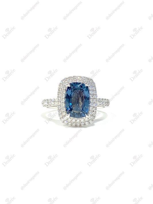 Natural Greyish Blue Spinel 2.18ct Ring