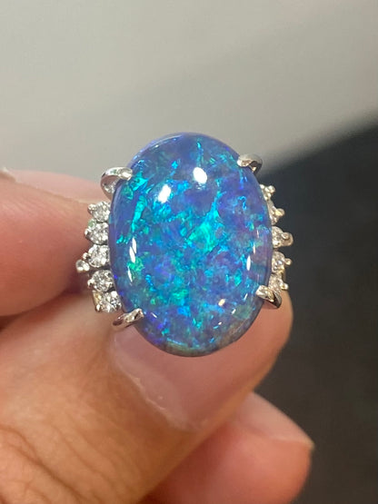 Natural Australian Black Opal 9.80ct Ring