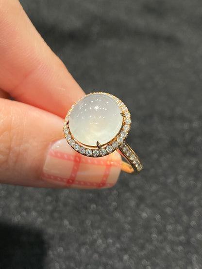 Natural Type A Icy Jadeite Ring