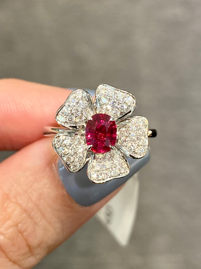 Natural Unheated Ruby 0.73ct Ring