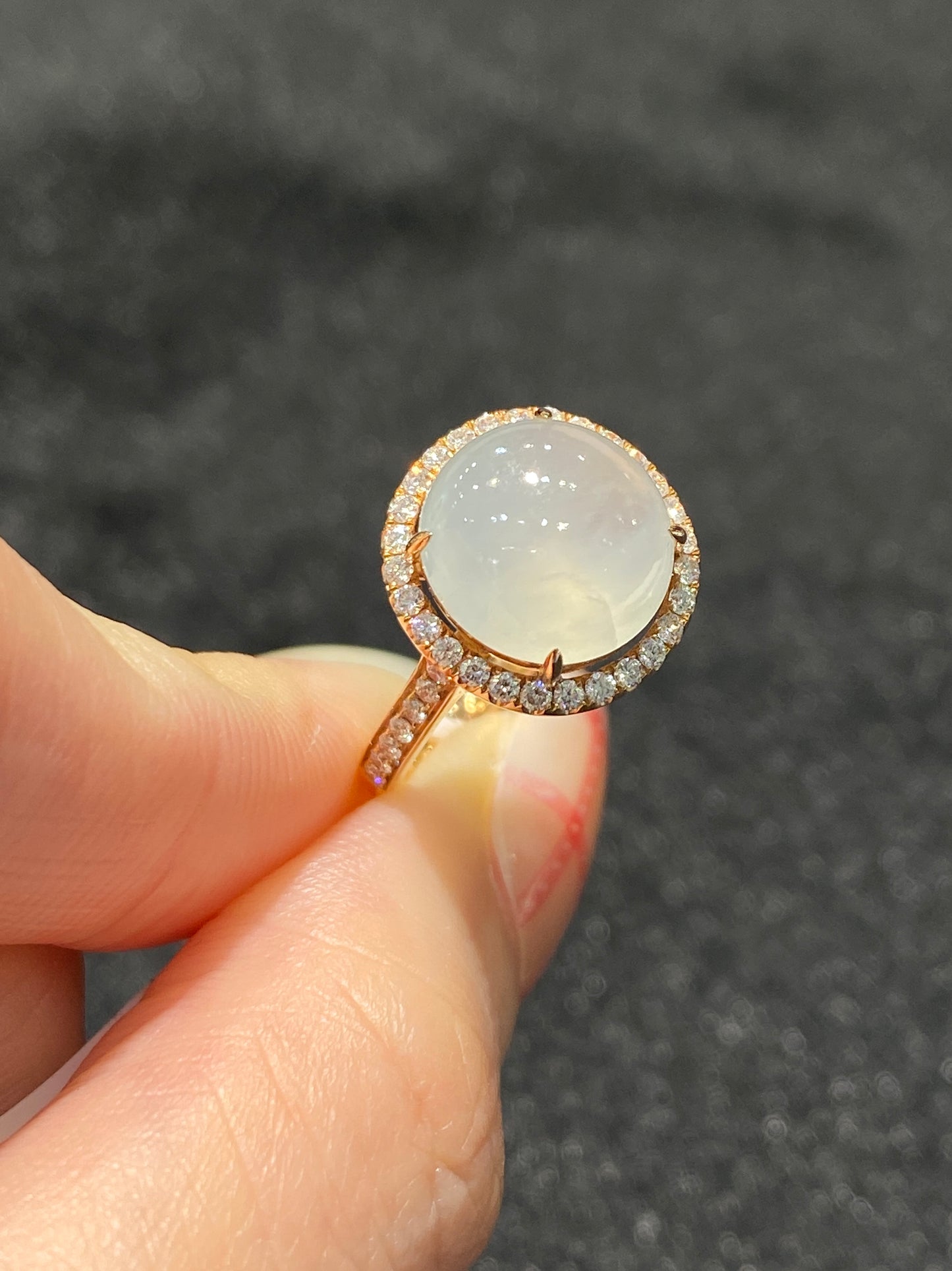 Natural Type A Icy Jadeite Ring