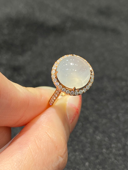 Natural Type A Icy Jadeite Ring