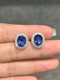 Natural Tanzanites 5.44ct Earrings Set With Natural Diamonds In 18K White Gold Gemstone Fine Jewellery Singapore