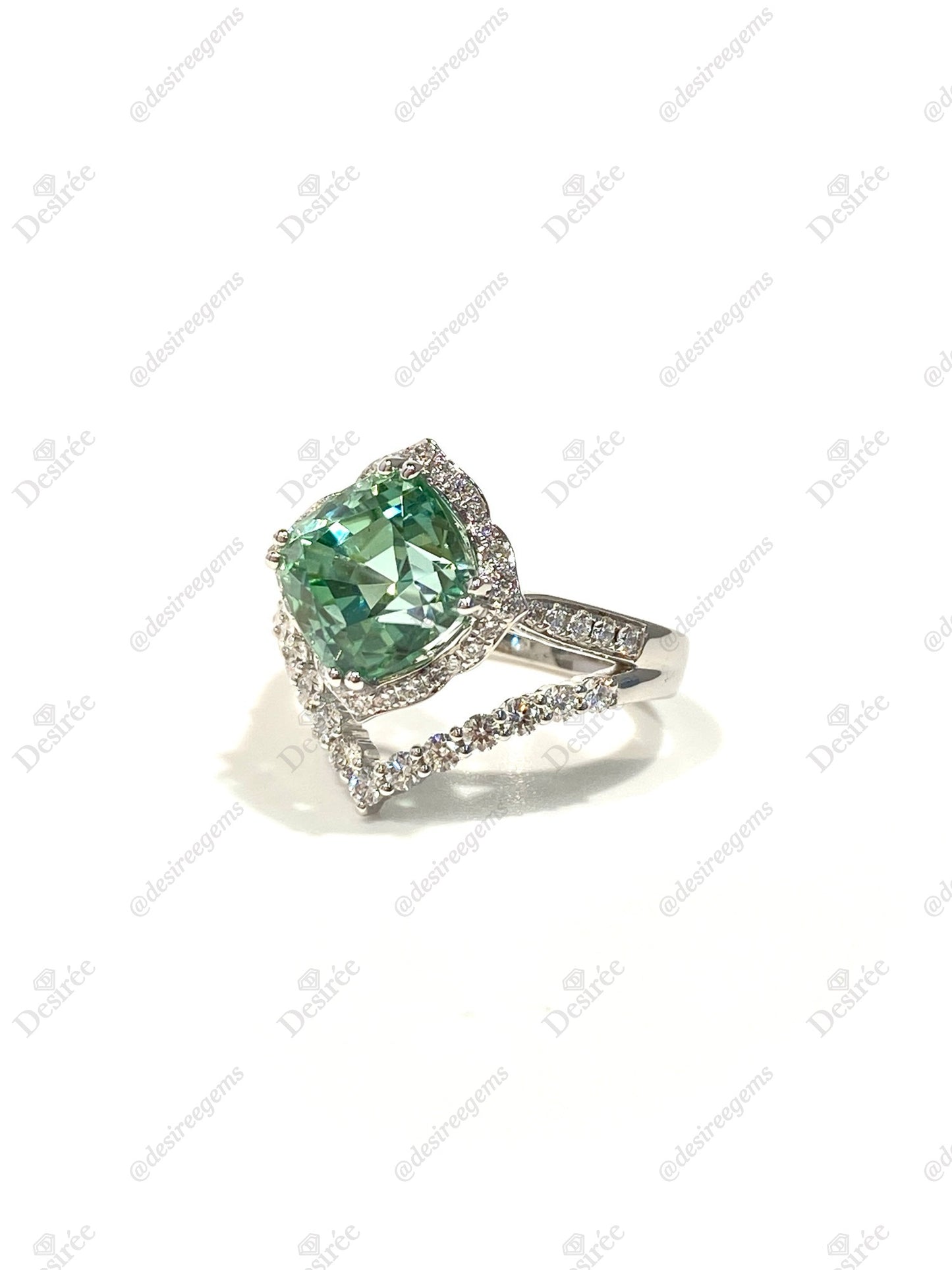 Natural Bluish Green Tourmaline 5.27ct Ring