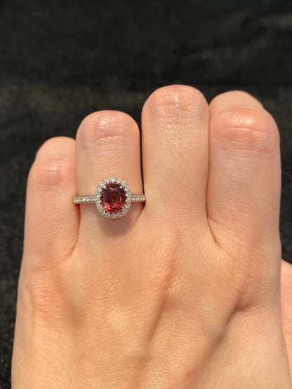 Natural Orangy Red Spinel 1.09ct Ring