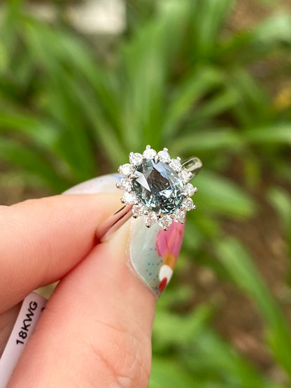 Natural Unheated Teal Sapphire 1.73ct Ring