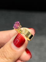 Natural Pink Sapphire 1.52ct Ring Set With Natural Diamond In 18K Yellow Gold Singapore Gemstone Fine Jewellery