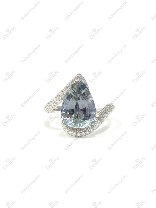 Natural Unheated Bluish Green Sapphire Ring 5.26ct