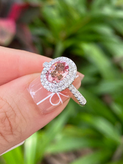 Natural Unheated Padparadscha Sapphire 1.02ct Ring