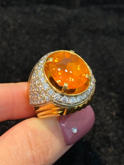 Natural Orange Sapphire Ring 8.15ct