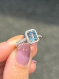 Natural Aquamarine 0.98ct Ring Set With Natural Diamonds In 18K White Gold Gemstone Fine Jewellery Singapore