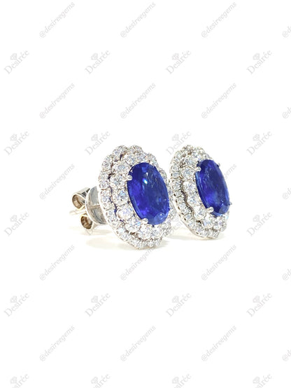 Natural Blue Sapphire 3.82ct Earrings