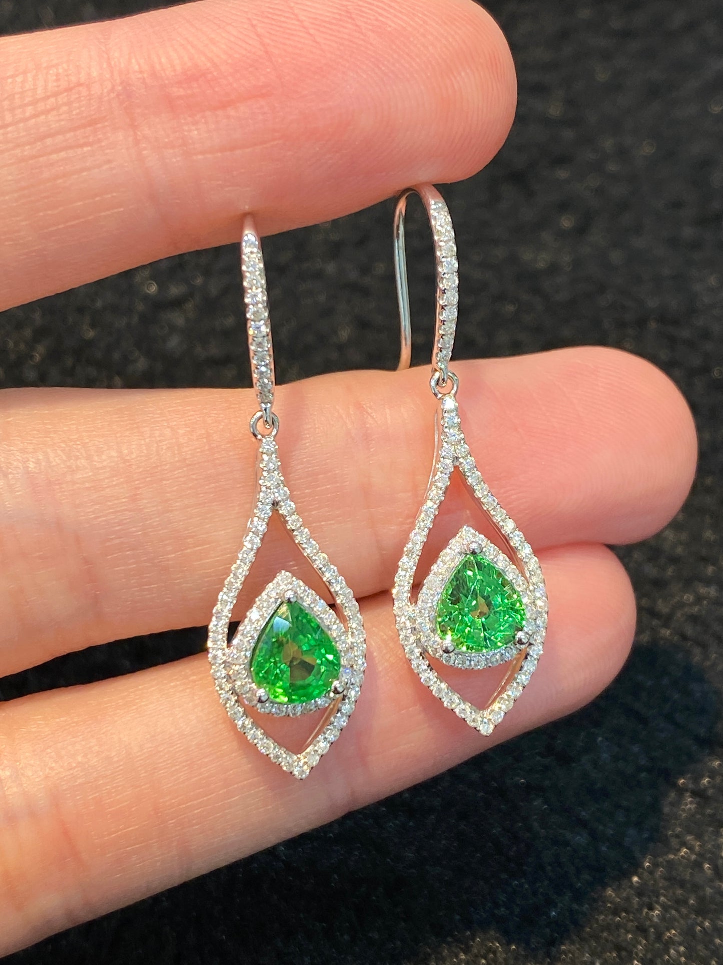 Natural Green Garnet (Tsavorite) 2.14ct Earrings