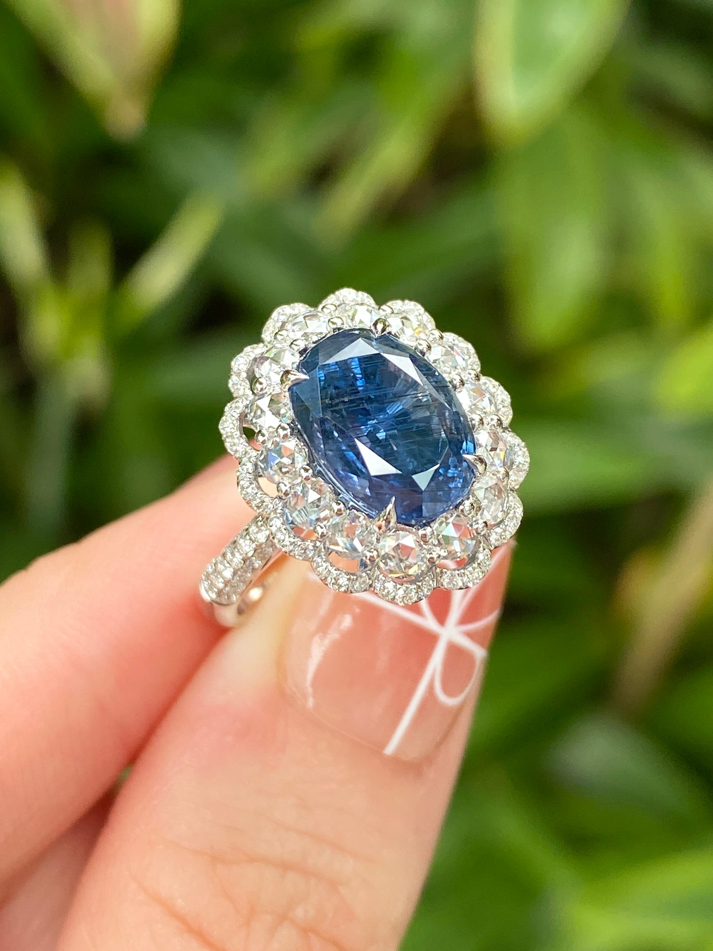 Natural Unheated Teal Blue Sapphire 5.01ct Ring