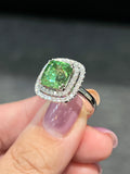 Natural Green Garnet Tsavorite 4.99ct Ring set with Natural Diamonds In 18K White Gold Singapore Gemstone Fine Jewelry