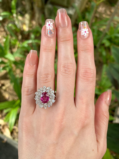 Natural Purplish Red Ruby 2.10ct Ring
