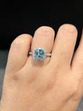 Natural Aquamarine 2.80ct Ring Set With Natural Diamonds In 18K White Gold Singapore Gemstone Fine Jewellery