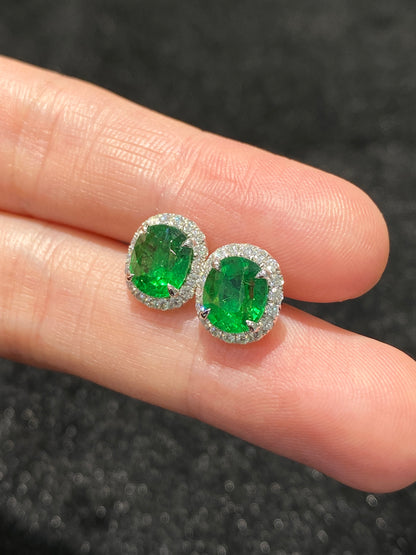 Natural Tsavorite Green Garnet 3.15ct Earrings
