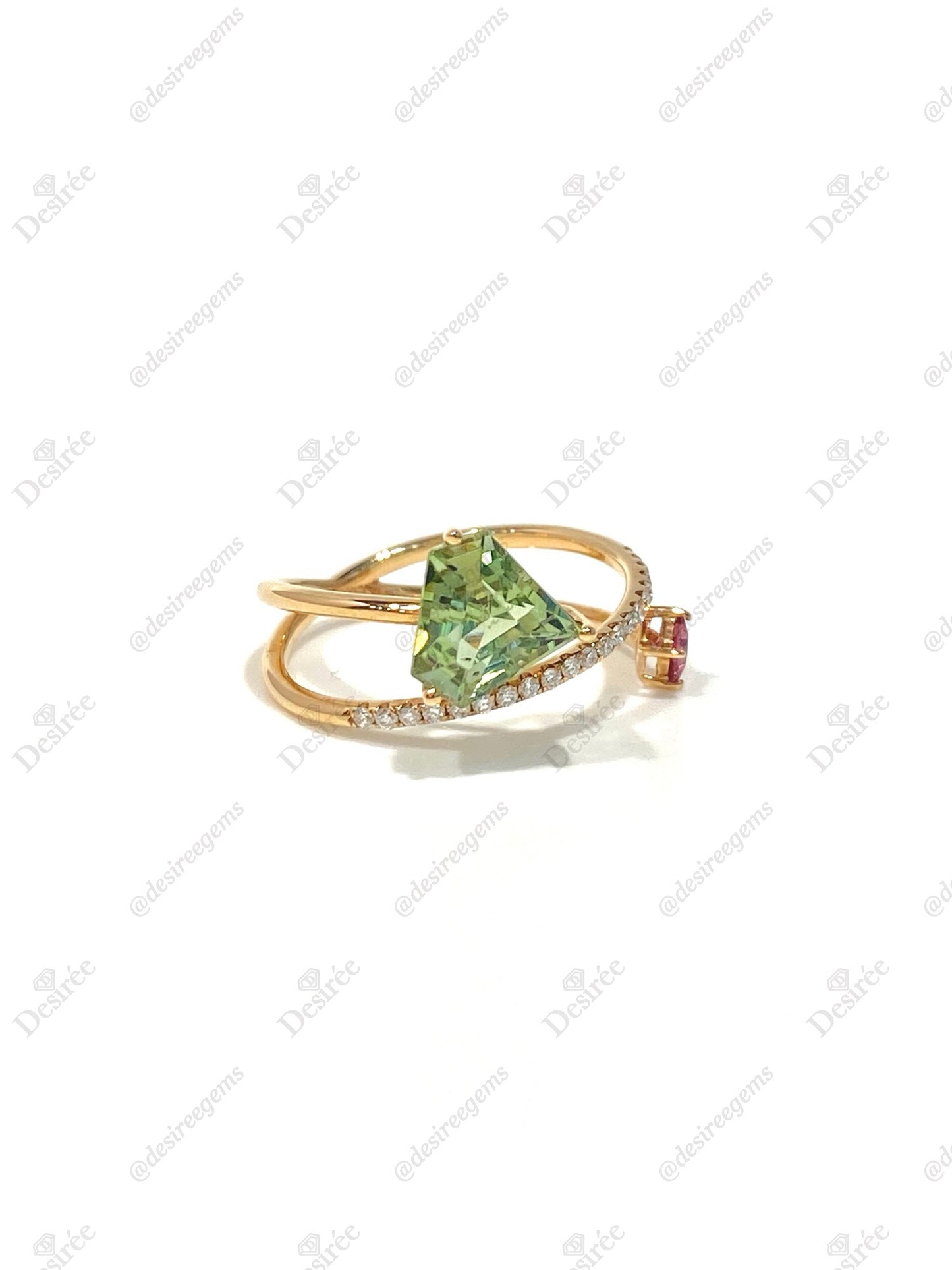 Natural Tourmaline 1.36ct Toi et moi Open Ring