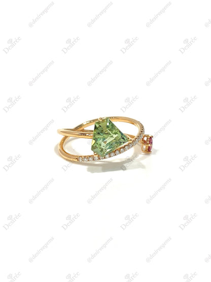 Natural Tourmaline 1.36ct Toi et moi Open Ring