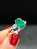 Natural Emerald 2.46ct Ring set with Natural Diamonds 0.62cr in 18k White Gold Fine Jewellery