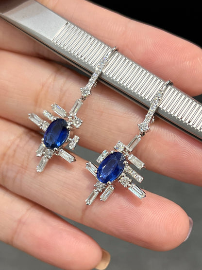 Natural Blue Sapphire Earrings 2.72ct