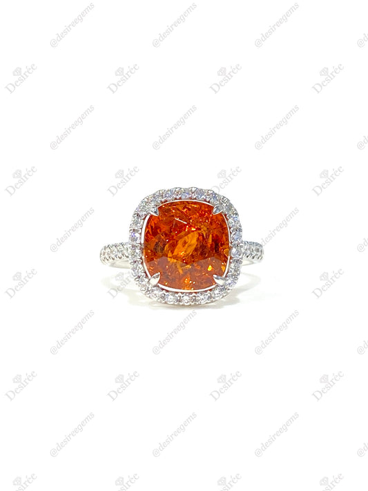 Natural Mandarin Garnet 5.63ct Ring
