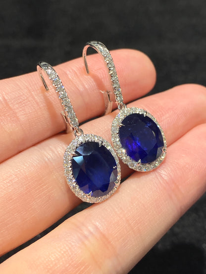 Natural Royal Blue Sapphire 8.84ct Earrings