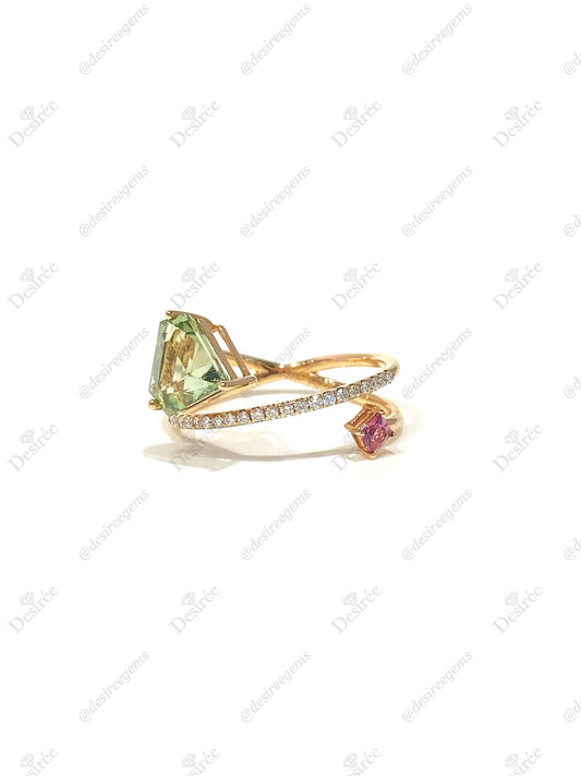 Natural Tourmaline 1.36ct Toi et moi Open Ring