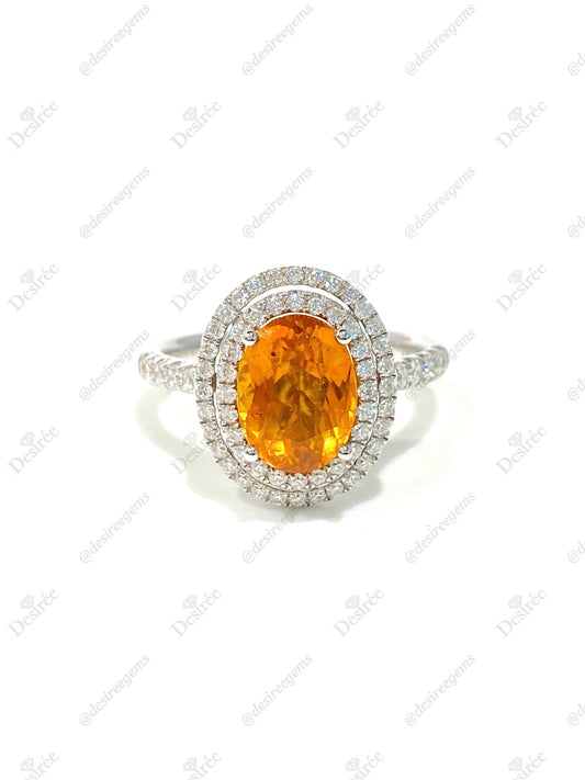 Natural Mandarin Garnet 2.14ct Ring