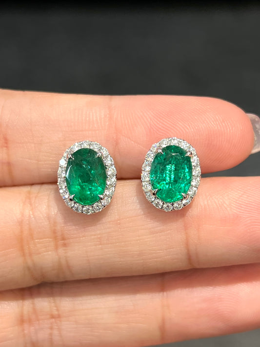 Natural Emerald 3.45ct Earrings