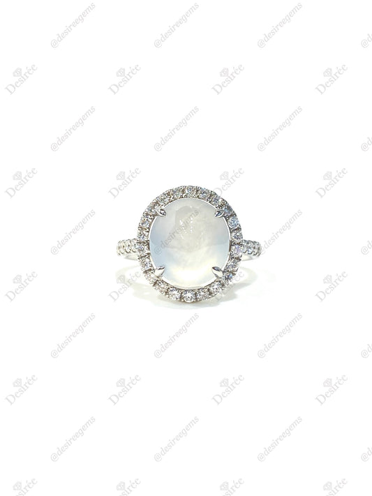 Natural Type A Icy Jadeite Ring