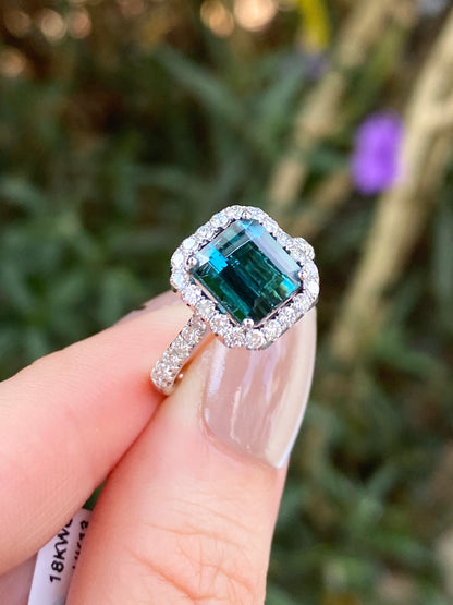 Natural Indicolite Blue Tourmaline 2.16ct Ring