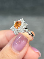 Natural Mandarin Garnet 1.26ct Ring Set With Natural Diamonds in 18K White Gold Gemstone Fine Jewellery Singapore