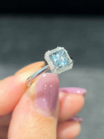 Natural Aquamarine 1.13ct Ring Set With Natural Diamonds In 18K White Gold Singapore Gemstone Fine Jewelry