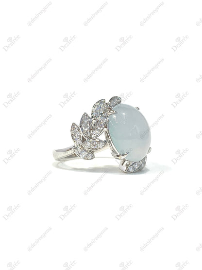 Natural Type A Icy Jadeite Ring
