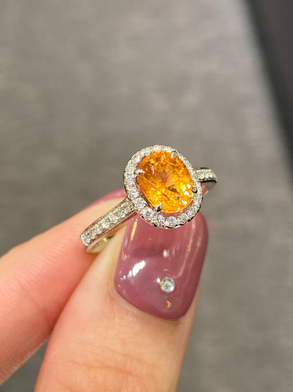 Natural Mandarin Garnet 1.73ct Ring