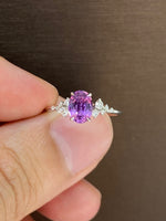 Natural Unheated Purple Sapphire 1.05ct Ring Set With 0.13ct Natural Diamonds in 18K white gold