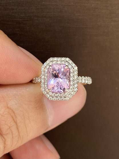 Natural Unheated Pink Sapphire 2.22ct Ring Set With 0.47ct Natural Diamonds in 18K white gold