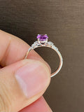 Natural Unheated Purple Sapphire 1.05ct Ring Set With 0.13ct Natural Diamonds in 18K white gold