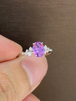 Natural Unheated Purple Sapphire 1.05ct Ring Set With 0.13ct Natural Diamonds in 18K white gold