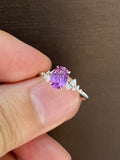 Natural Unheated Purple Sapphire 1.05ct Ring Set With 0.13ct Natural Diamonds in 18K white gold